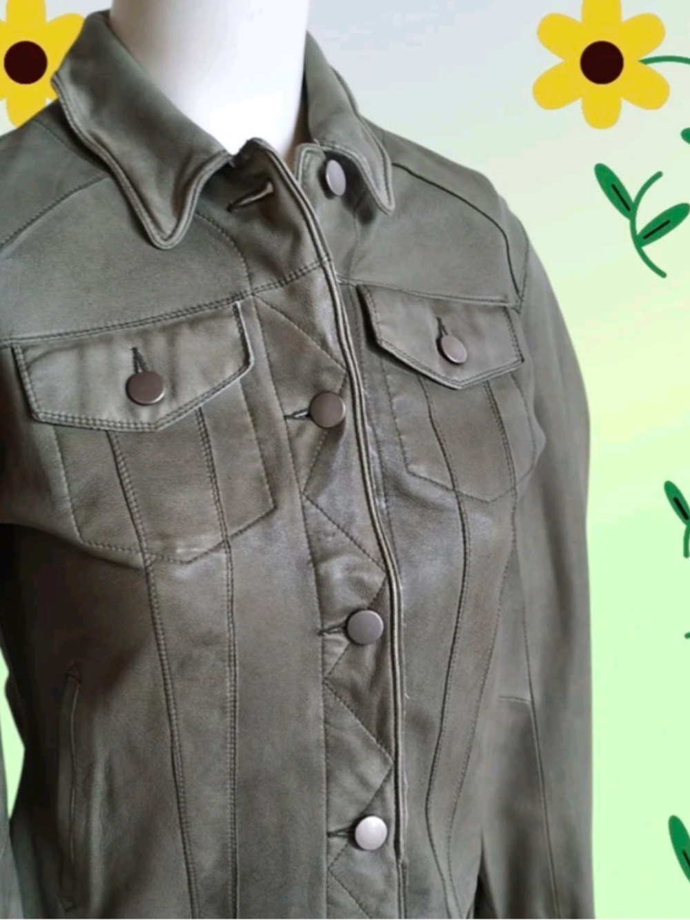 jkt Fringed Olive Green Leather Jacket - Women's XS luxury leather butter soft